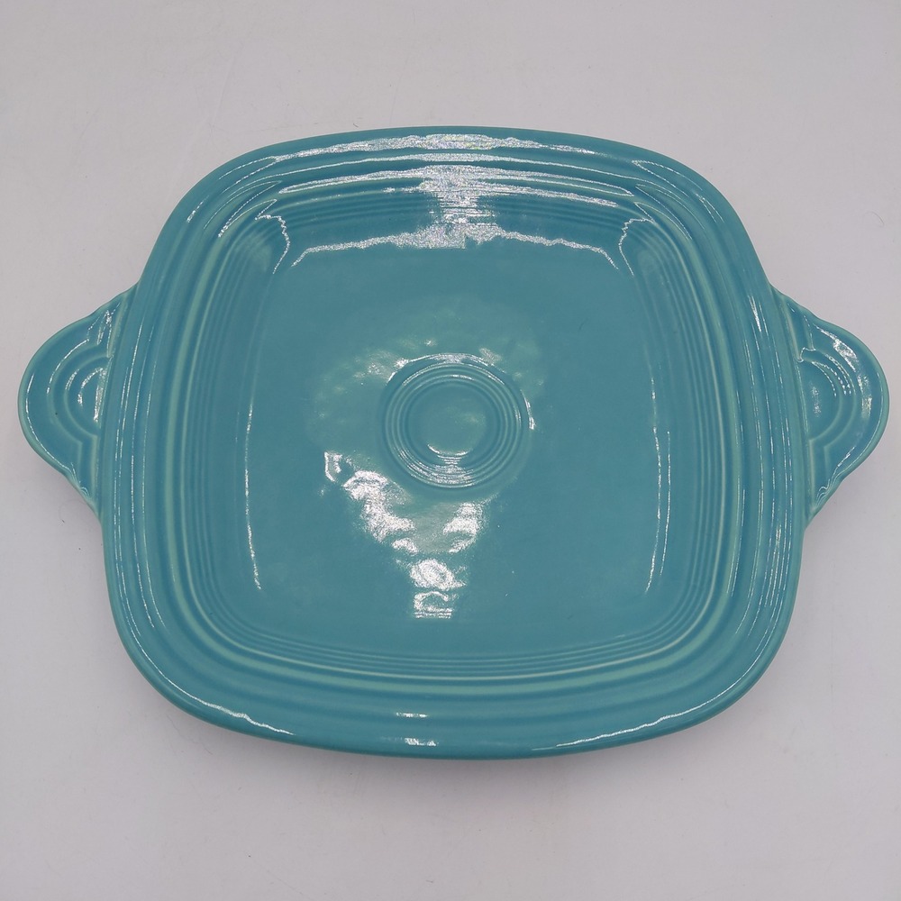 Fiesta Turquoise Square Handled Serving Tray Platter HLC USA Teal 13" Cottage